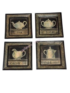Arnie Fisk Maison Du Cafe The Creme Sucre Cafe Heavy Plates Decor 10”x10” Set